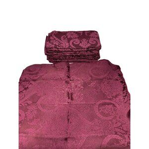VTG French Baroque Damask Dinner Napkins 17" Burgundy Magenta Cloth Table Linens